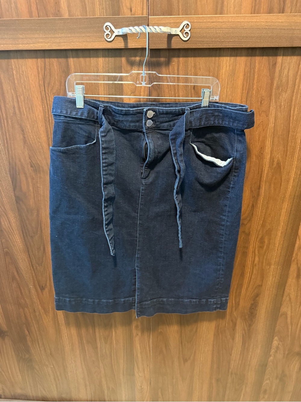 Ann Taylor Factory Tie-Waist Denim Pencil Skirt, Size 16